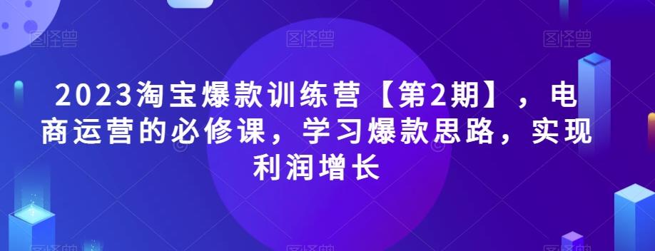 2023淘宝爆款训练营【第2期】，电商运营的必修课，学习爆款思路，实现利润增长-第1张图片-我要自学网