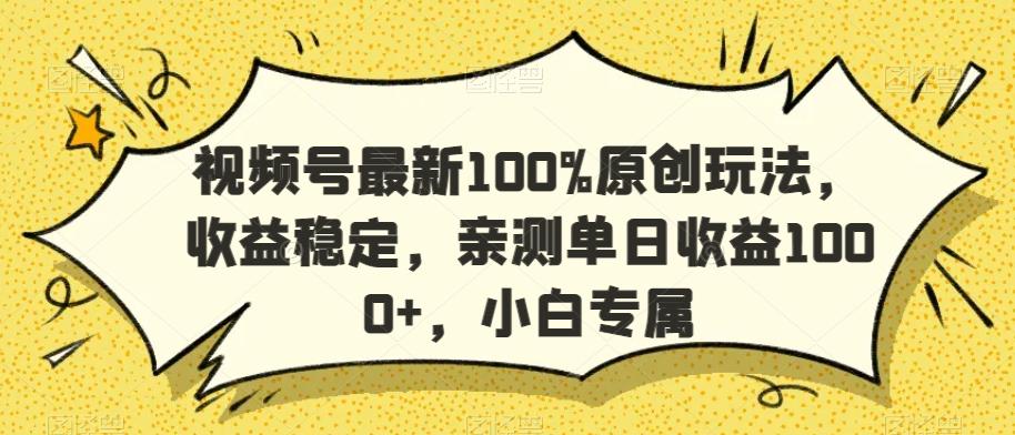 视频号最新100%原创玩法，收益稳定，亲测单日收益1000+，小白专属【揭秘】-第1张图片-我要自学网