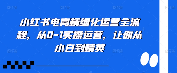 小红书电商精细化运营全流程，从0-1实操运营，让你从小白到精英-第1张图片-我要自学网
