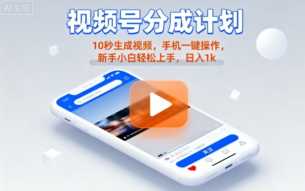 视频号分成计划懒人玩法,10秒生成视频,手机一键操作,新手小白轻松上手,日入1K【揭秘】-第1张图片-我要自学网 视频号分成计划懒人玩法,10秒生成视频,手机一键操作,新手小白轻松上手,日入1K【揭秘】-第1张图片-我要自学网