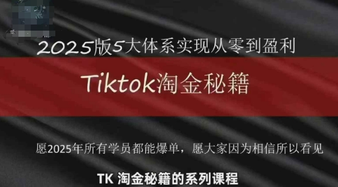 TikTok跨境2025淘金秘籍，​2025TikTok从0到盈利变现-第1张图片-我要自学网