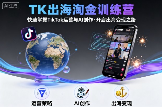 TK出海淘金训练营，助你快速掌握TikTok运营与AI创作，开启出海变现之路-第1张图片-我要自学网