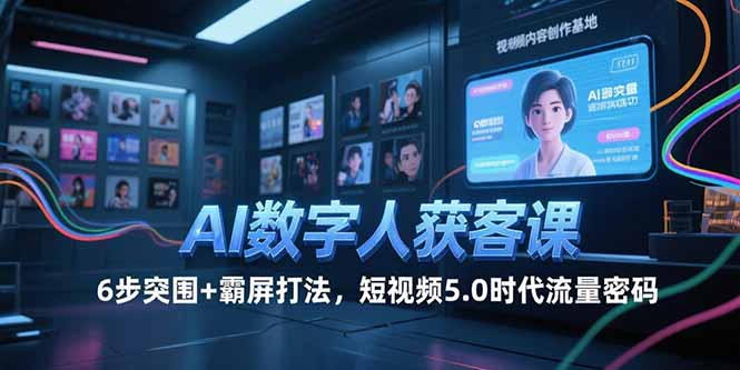 AI数字人获客课,6步突围+霸屏打法,短视频5.0时代流量密码-第1张图片-我要自学网 AI数字人获客课,6步突围+霸屏打法,短视频5.0时代流量密码-第1张图片-我要自学网