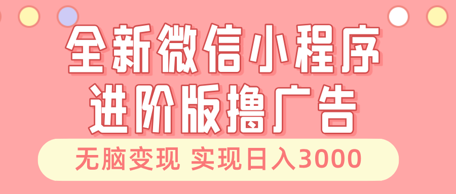 全新微信小程序进阶版撸广告 无脑变现睡后也有收入 日入3000＋-第1张图片-我要自学网