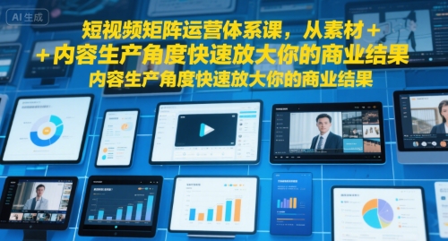 短视频矩阵运营体系课,从素材+内容生产角度快速放大你的商业结果-第1张图片-我要自学网 短视频矩阵运营体系课,从素材+内容生产角度快速放大你的商业结果-第1张图片-我要自学网