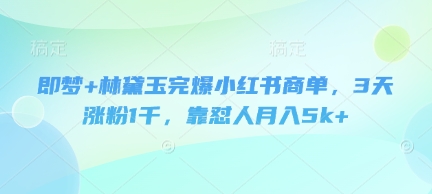即梦+林黛玉完爆小红书商单，3天涨粉1千，靠怼人月入5k+-第1张图片-我要自学网