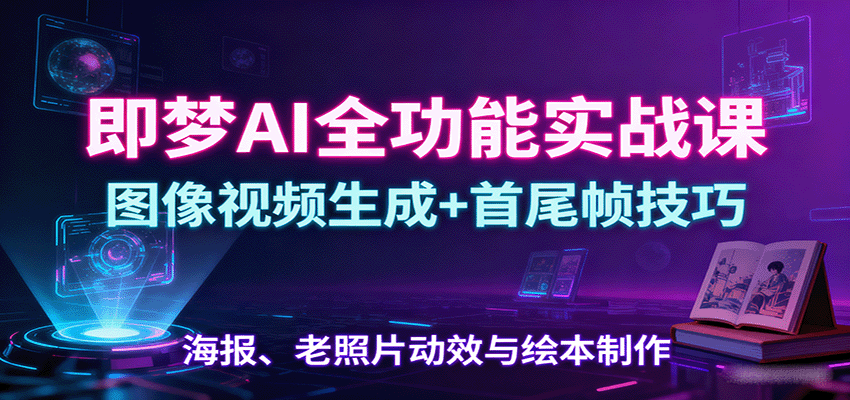 即梦AI全功能实战课：图像视频生成+首尾帧技巧，海报、老照片动效与绘本制作-第1张图片-我要自学网
