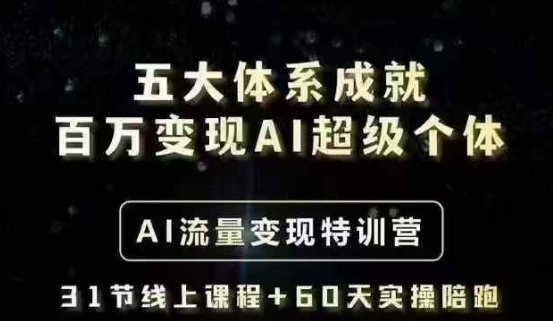 五大体系成就百万变现AI超级个体- AI流量变现特训营，一步一步教你一个人怎么年入百W-第1张图片-我要自学网