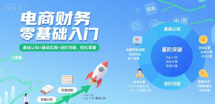 电商财务零基础入门,基础认知+基础实操+进阶突破,轻松掌握-第1张图片-我要自学网 电商财务零基础入门,基础认知+基础实操+进阶突破,轻松掌握-第1张图片-我要自学网