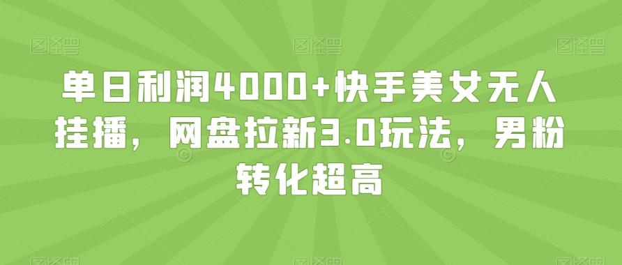 单日利润4000+快手美女无人挂播，网盘拉新3.0玩法，男粉转化超高【揭秘】-第1张图片-我要自学网