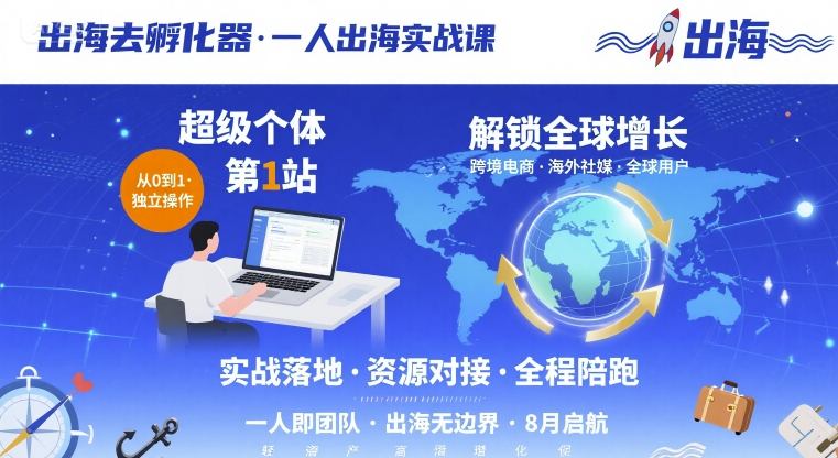 出海去孵化器，一人出海实战课，​超级个体第1站，解锁全球增长-第1张图片-我要自学网