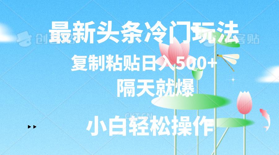 最新头条冷门玩法，隔天就爆，复制粘贴日入500+-第1张图片-我要自学网