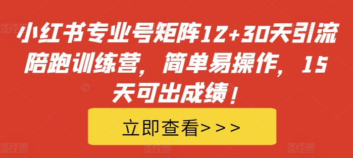 小红书专业号矩阵12+30天引流陪跑训练营，简单易操作，15天可出成绩!-第1张图片-我要自学网