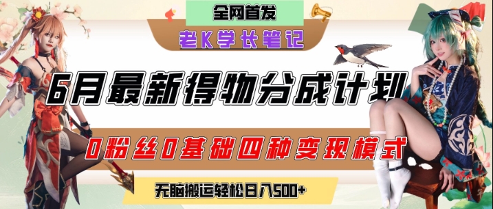 6月份最新得物创作者分成计划2.0玩法，0粉丝0基础四种模式变现，从隐蔽渠道无脑搬运，日入2张-第1张图片-我要自学网