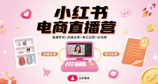 小红书电商直播营，直播带货+店铺运营+笔记运营=全电商-第1张图片-我要自学网