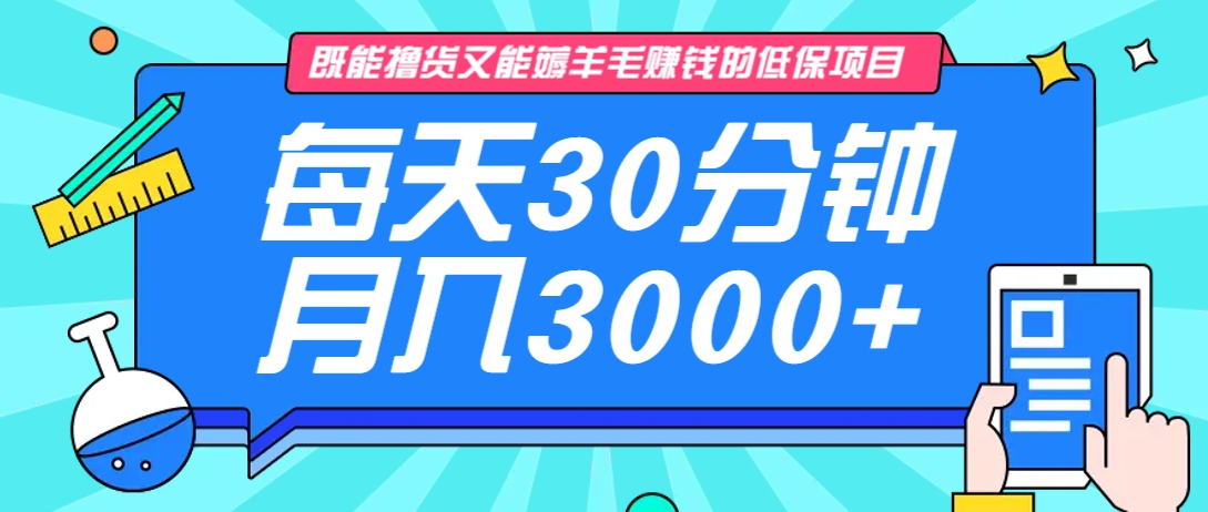 既能撸货又能赚钱的长期低保项目，每天30分钟，多号百分百稳定月入3000+！-第1张图片-我要自学网