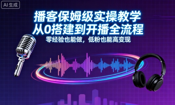 播客保姆级实操教学,从0搭建到开播全流程,零经验也能做,低粉也能高变现-第1张图片-我要自学网 播客保姆级实操教学,从0搭建到开播全流程,零经验也能做,低粉也能高变现-第1张图片-我要自学网