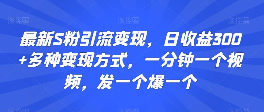 最新S粉引流变现,日收益300+多种变现方式,一分钟一个视频,发一个爆一个【揭秘】-第1张图片-我要自学网 最新S粉引流变现,日收益300+多种变现方式,一分钟一个视频,发一个爆一个【揭秘】-第1张图片-我要自学网