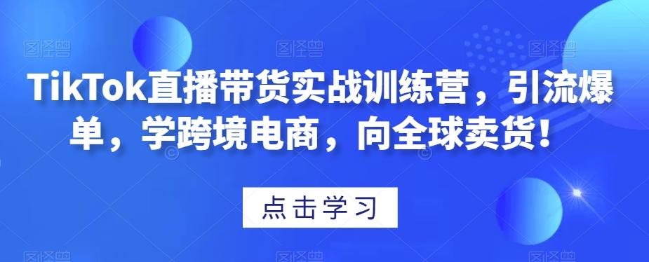 TikTok直播带货实战训练营，引流爆单，学跨境电商，向全球卖货！-第1张图片-我要自学网