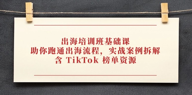出海培训班基础课，助你跑通出海流程，实战案例拆解，含 TikTok 榜单资源-第1张图片-我要自学网