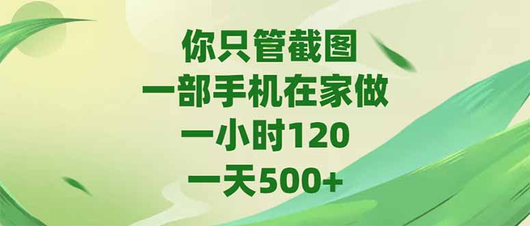 你只管截图，一部手机在家做，一小时120，-天500+-第1张图片-我要自学网