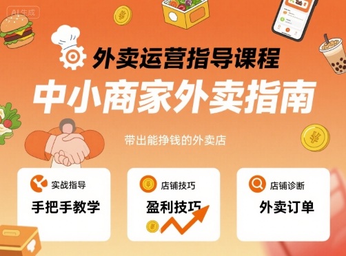 外卖运营指导课程，中小商家外卖指南，手把手带出能挣钱的外卖店-第1张图片-我要自学网