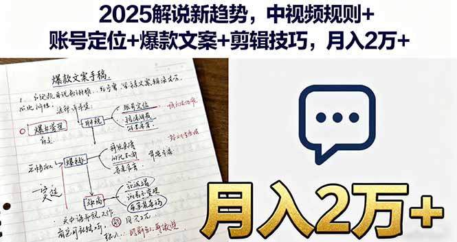 2025解说新趋势，中视频规则+账号定位+爆款文案+剪辑技巧，月入2万+-第1张图片-我要自学网
