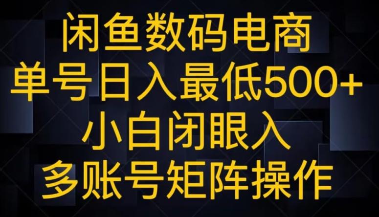 闲鱼数码电商,单号日入最低500+,小白闭眼入,多账号矩阵操作-第1张图片-我要自学网 闲鱼数码电商,单号日入最低500+,小白闭眼入,多账号矩阵操作-第1张图片-我要自学网
