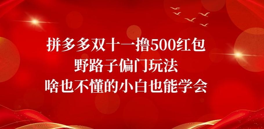 拼多多双十一撸500红包野路子偏门玩法，啥也不懂的小白也能学会【揭秘】-第1张图片-我要自学网
