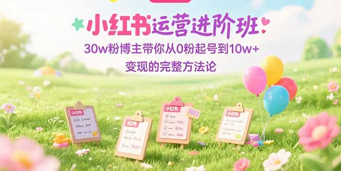 小红书运营进阶班：30w粉博主带你从0粉起号到10w+变现的完整方法论-第1张图片-我要自学网