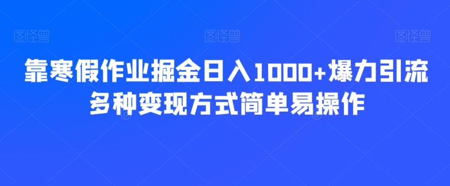 靠寒假作业掘金日入1000+爆力引流多种变现方式简单易操作-第1张图片-我要自学网 靠寒假作业掘金日入1000+爆力引流多种变现方式简单易操作-第1张图片-我要自学网