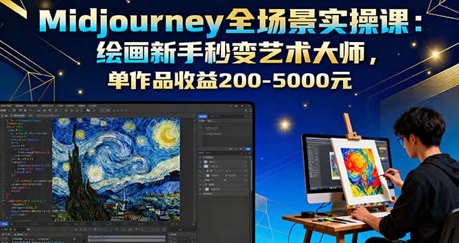 Midjourney全场景实操课:绘画新手秒变艺术大师,单作品收益200-5000元-第1张图片-我要自学网 Midjourney全场景实操课:绘画新手秒变艺术大师,单作品收益200-5000元-第1张图片-我要自学网
