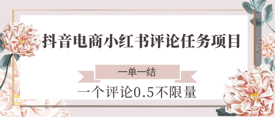 抖音电商小红书评论任务项目，一个评论0.5，一单一结 不限量-第1张图片-我要自学网