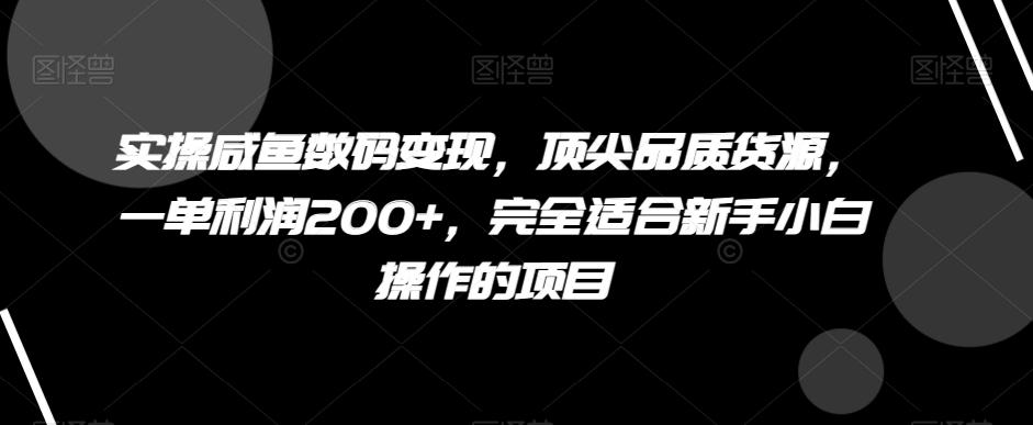 实操咸鱼数码变现，顶尖品质货源，一单利润200+，完全适合新手小白操作的项目【揭秘】-第1张图片-我要自学网