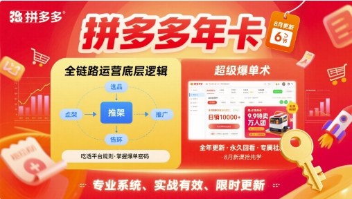 拼多多年卡【8月更新6节】拼多多全链路运营底层逻辑，超级爆单术-第1张图片-我要自学网