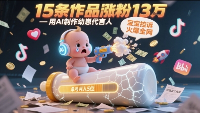 用AI制作幼崽代言人，宝宝的控诉火爆全网，15条作品涨粉13W，单号月入5位数实操教程-第1张图片-我要自学网