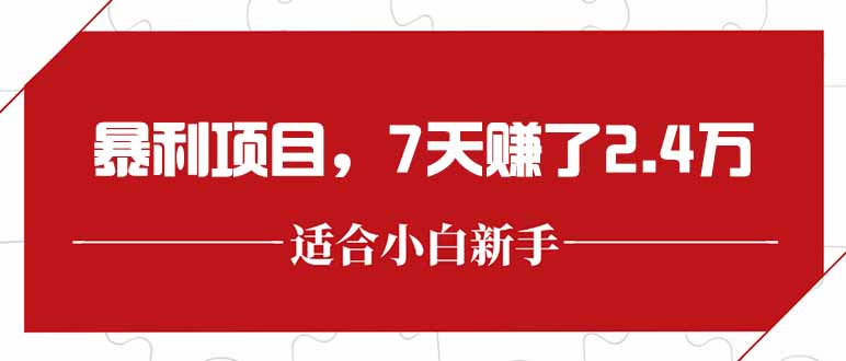 最新暴利项目，每单收益轻松在300以上，7天赚了2.4万-第1张图片-我要自学网