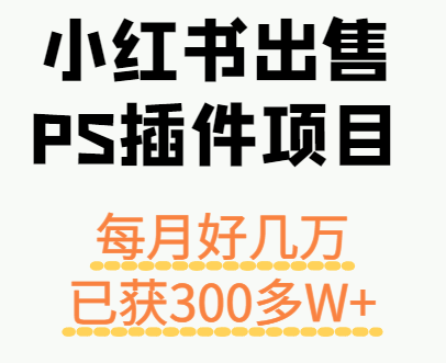 小红书出售PS插件项目，每月都收入好几万，长期操作已获利300多W+-第1张图片-我要自学网