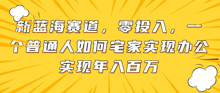 新蓝海赛道，零投入，一个普通人如何宅家办公实现年入百万-第1张图片-我要自学网