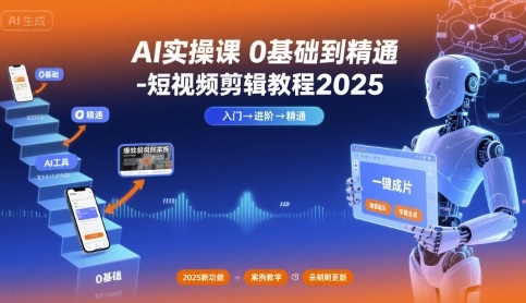 AI实操课0基础到精通-短视频剪辑教程2025-第1张图片-我要自学网 AI实操课0基础到精通-短视频剪辑教程2025-第1张图片-我要自学网