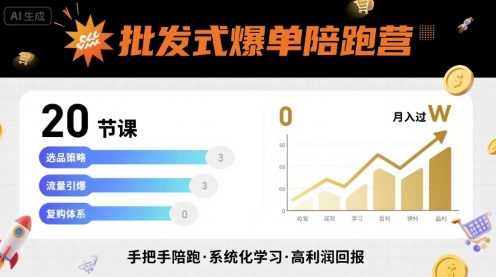 批发式爆单陪跑营，20节课带你实现批发式爆单，带你经松月入过W-第1张图片-我要自学网