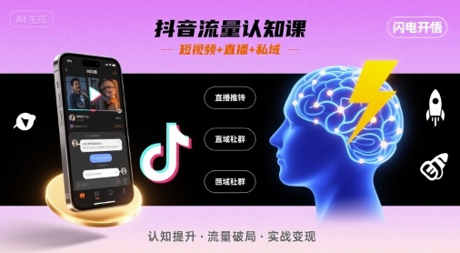 抖音流量认知课,短视频+直播+私域,认知提升,闪电开悟-第1张图片-我要自学网 抖音流量认知课,短视频+直播+私域,认知提升,闪电开悟-第1张图片-我要自学网