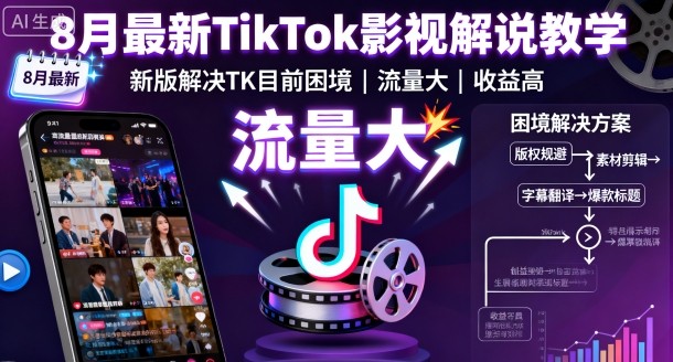 8月最新TikTok影视解说教学，新版解决TK目前困境，流量大，收益高-第1张图片-我要自学网