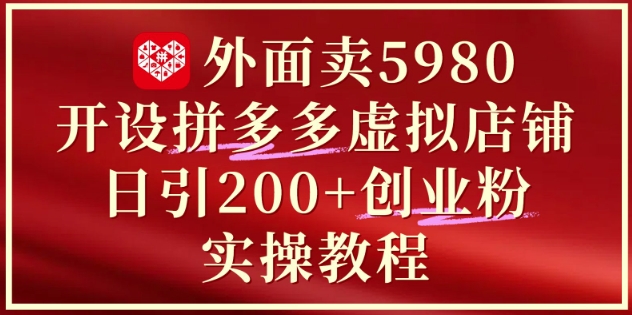 外面卖5980开设拼多多虚拟店铺：单日引流200+创业付费粉实战教程-第1张图片-我要自学网