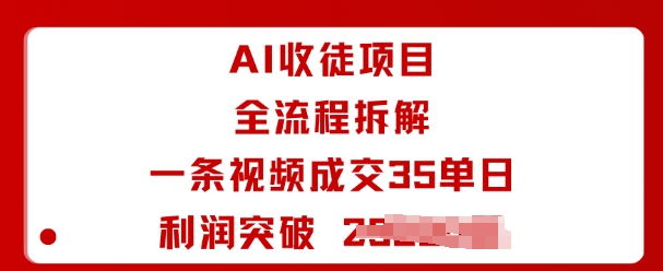 AI收徒项目全流程拆解一条视频成交35单日利润突破1k+-第1张图片-我要自学网