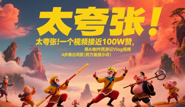 太夸张！一个视频接近100W赞，用AI制作西游记Vlog视频，全流程拆解来了(附万能提示词)-第1张图片-我要自学网