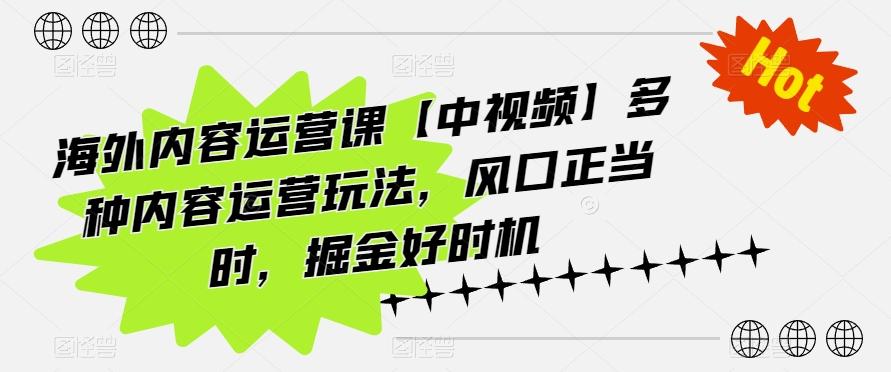 海外内容运营课【中视频】多种内容运营玩法，风口正当时，掘金好时机-第1张图片-我要自学网