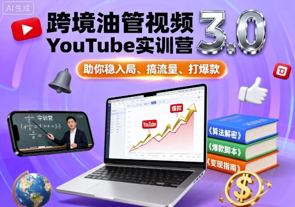 跨境油管视频YouTube实训营3.0,助你稳入局、搞流量、打爆款-第1张图片-我要自学网 跨境油管视频YouTube实训营3.0,助你稳入局、搞流量、打爆款-第1张图片-我要自学网