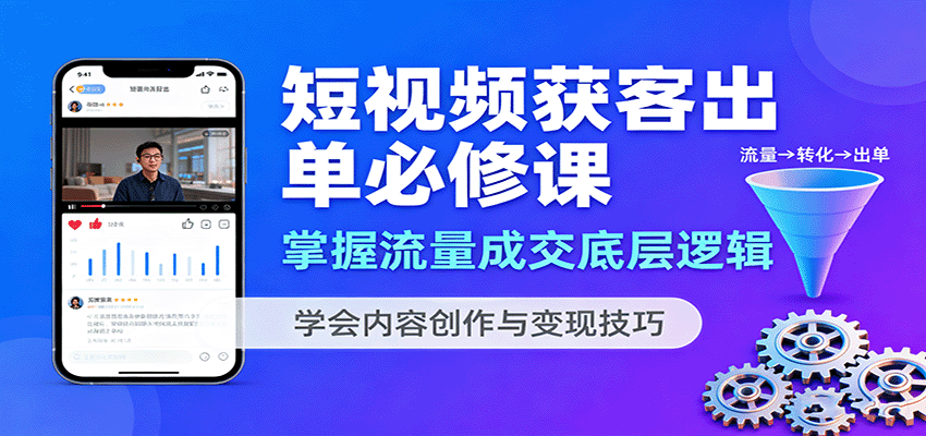 短视频获客出单必修课：掌握流量成交底层逻辑，学会内容创作与变现技巧-第1张图片-我要自学网