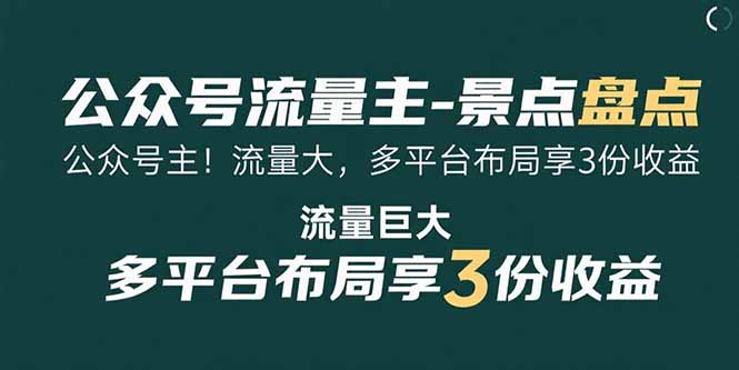 公众号流量主-景点盘点 流量巨大 多平台布局享3份收益-第1张图片-我要自学网 公众号流量主-景点盘点 流量巨大 多平台布局享3份收益-第1张图片-我要自学网